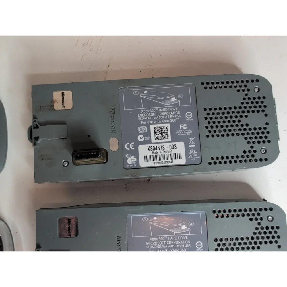 Lot of 5 Official Microsoft Xbox 360 External Hard Drives Gray And Chrome